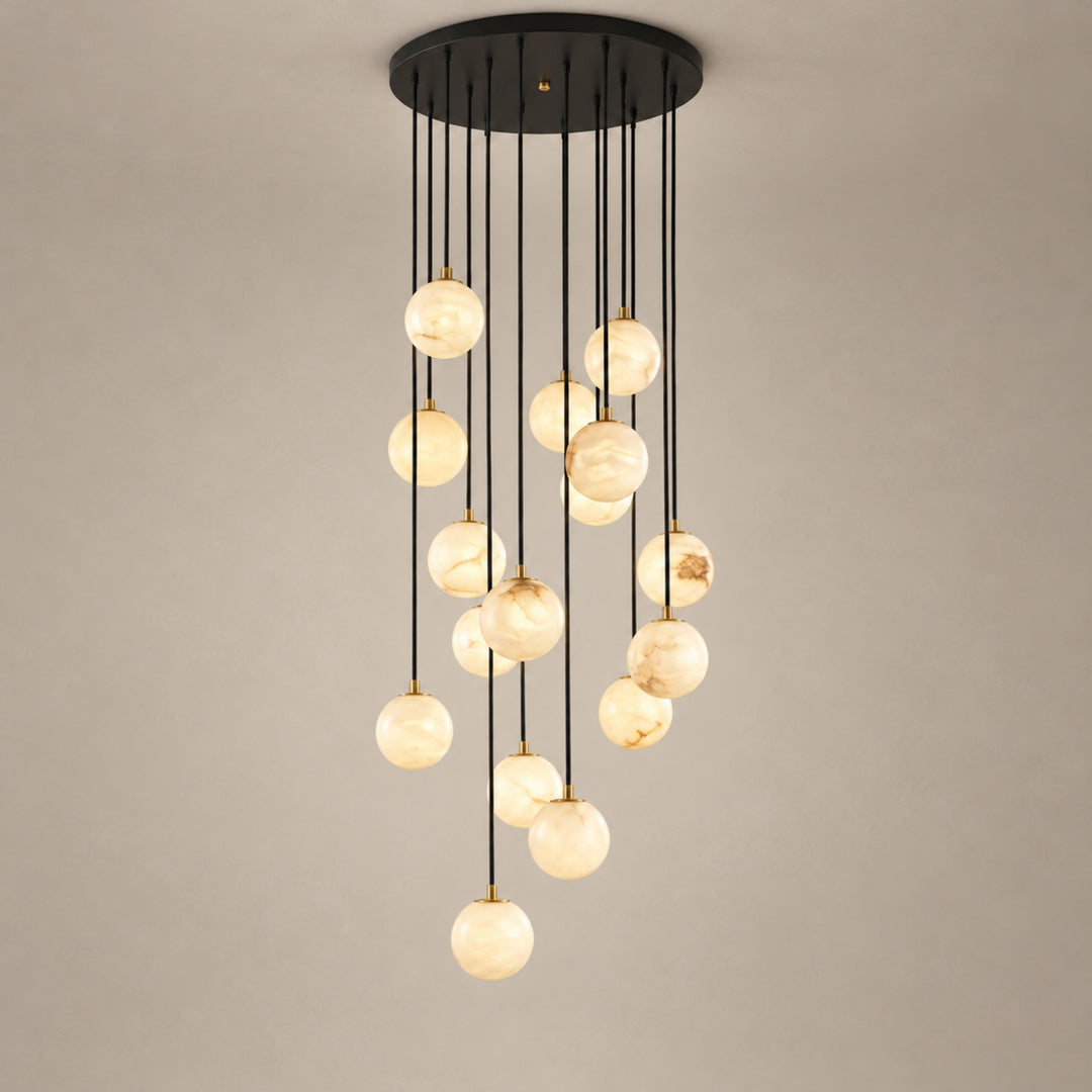 Modern Cluster Chandelier Light Wall Mounted Alabaster Glass LED Dimmable Fixture