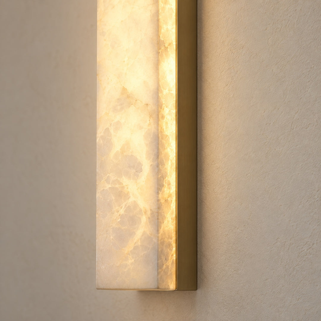 Modern Alabaster Wall Lamp with Adjustable Light and Metal Fixture for Elegant Home Decor