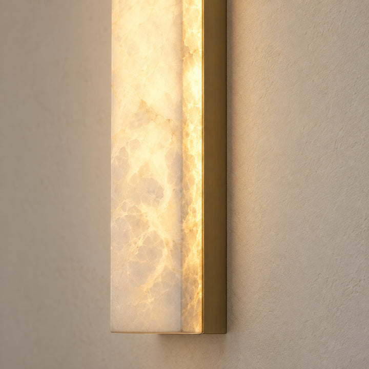 Modern Alabaster Wall Lamp with Adjustable Light and Metal Fixture for Elegant Home Decor
