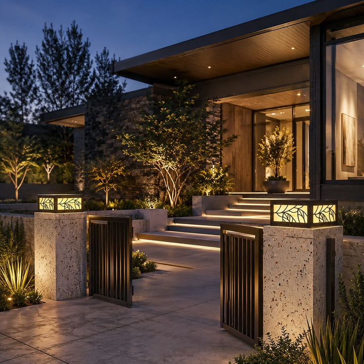 Modern Square Solar Garden Light Wall Mounted Stainless Steel LED Waterproof Automatic
