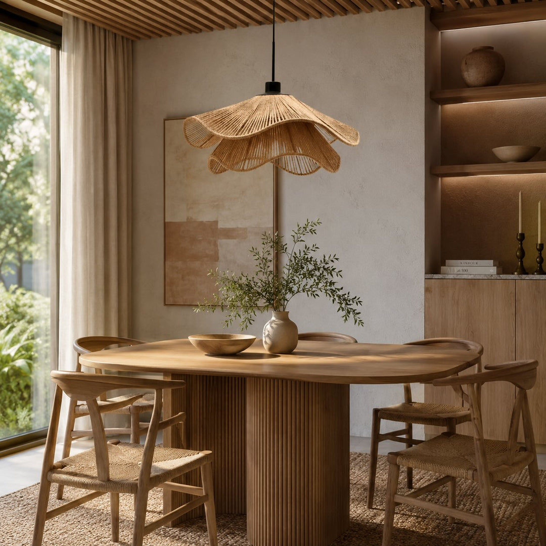 Boho Pendant Lamp Hanging Jute Light Natural Finish Adjustable Height For Kitchen Pendant Lighting