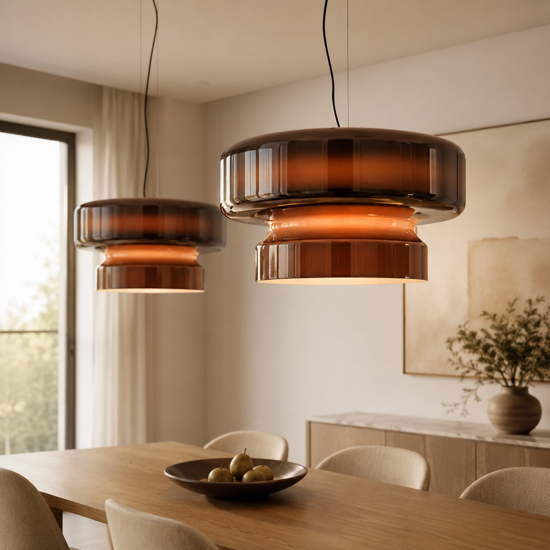 Modern Glass Pendant Lamp Adjustable Hanging Light LED Fixture for Kitchen and Dining