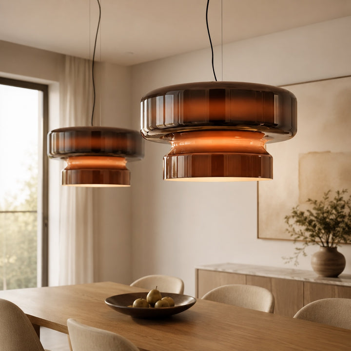 Modern Glass Pendant Lamp Adjustable Hanging Light LED Fixture for Kitchen and Dining