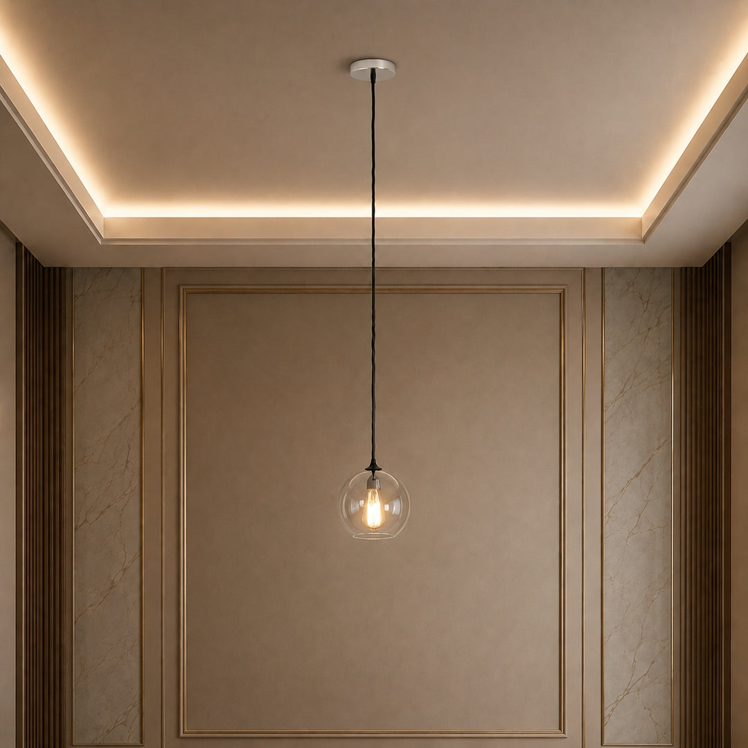 Modern Glass Pendant Light Adjustable Hanging LED with Metallic Gradient Finish