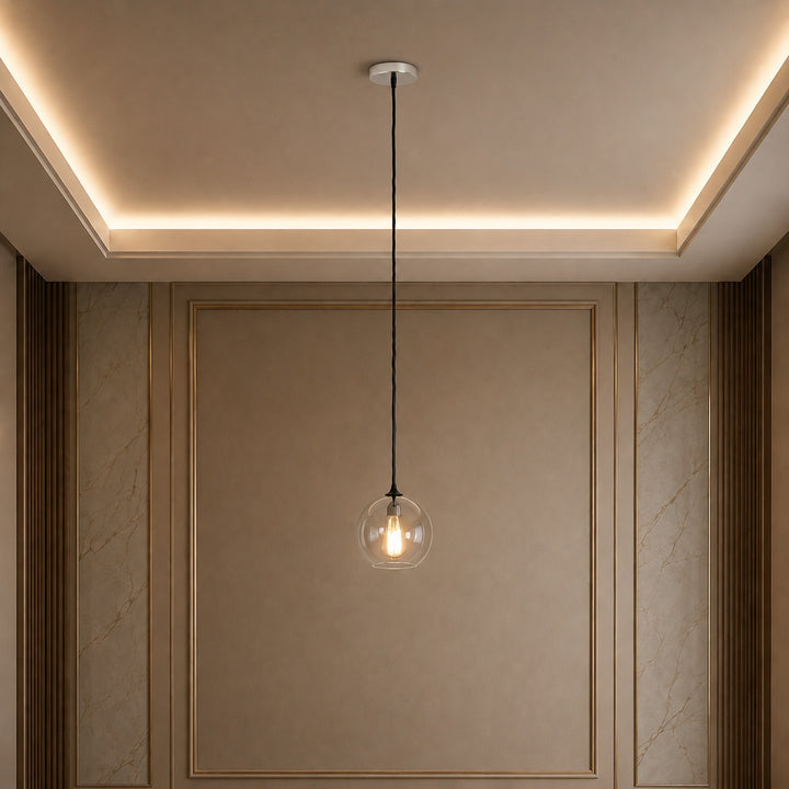 Modern Glass Pendant Light Adjustable Hanging LED with Metallic Gradient Finish