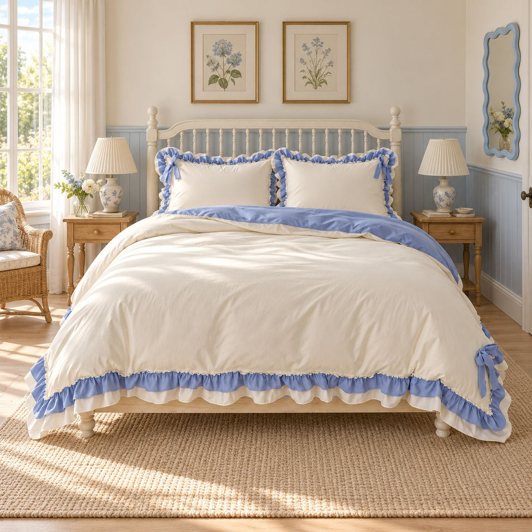 Kawaii Princess Bedding Set Full Queen Size Cotton Duvet Cover Flat Sheet Pillow Cases