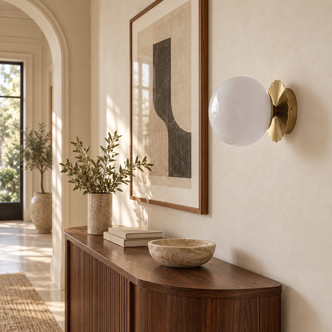 Modern Wall Sconce Adjustable Wall Light Metal Fixture with Glass Shade LED Compatible
