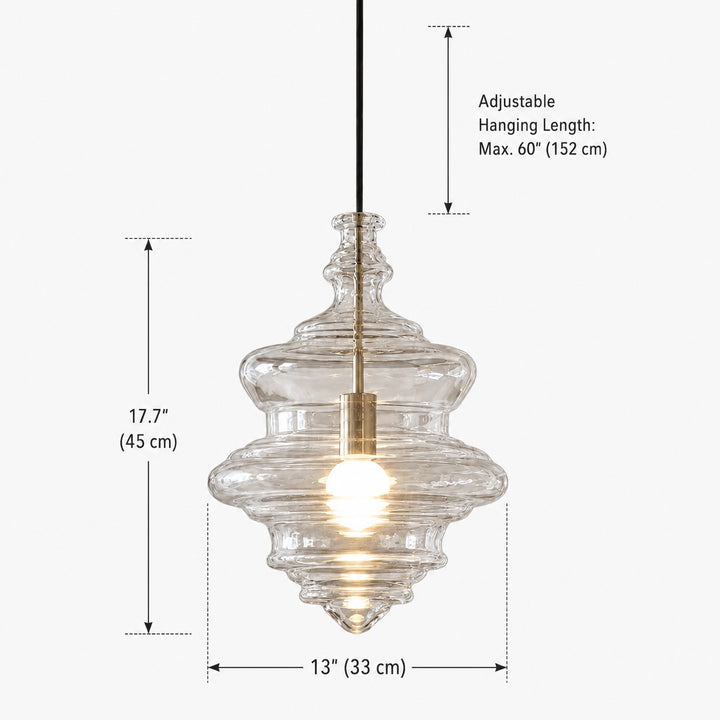 Modern Glass Pendant Light Adjustable Hanging LED Fixture for Kitchen Lighting