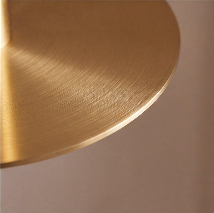 Modern Brass Disc LED Pendant Light with Slim Architectural Stem