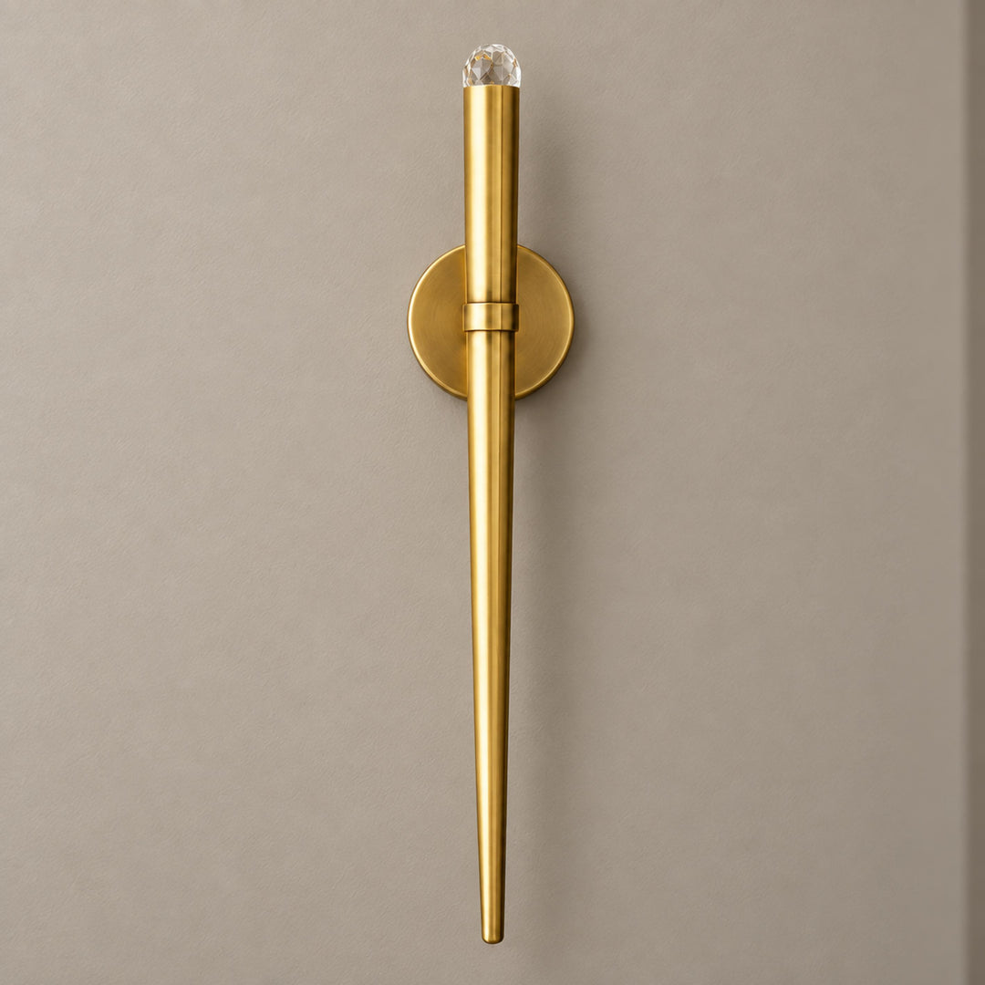 Modern Natural Brass Crystal Wall Sconce – G4 LED Interior Wall Light