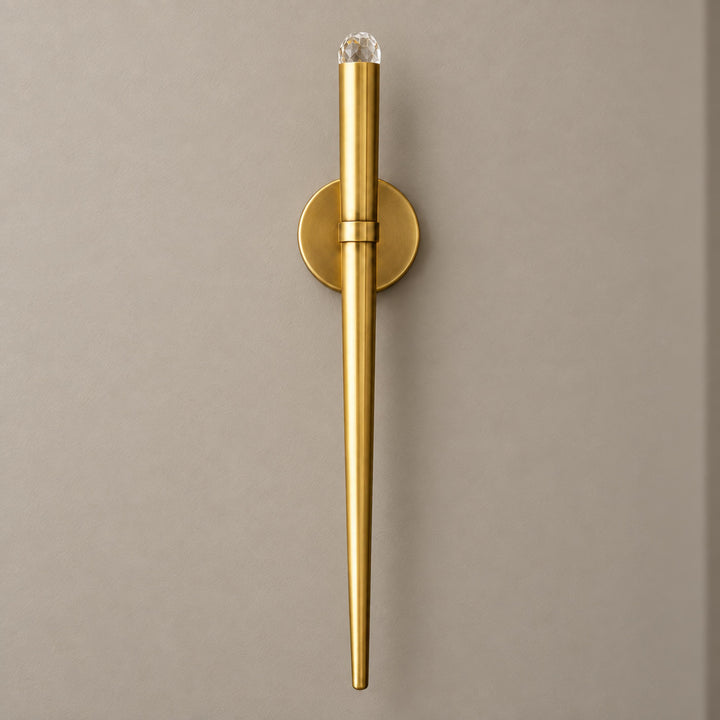 Modern Natural Brass Crystal Wall Sconce – G4 LED Interior Wall Light