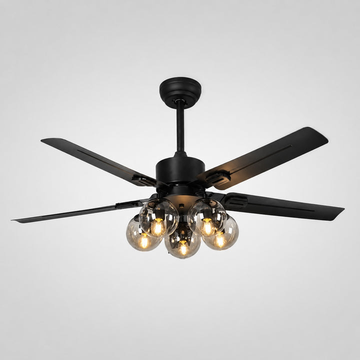 Industrial Black Ceiling Fan Light Flush Mount Metal Adjustable LED 52 Inch 60W