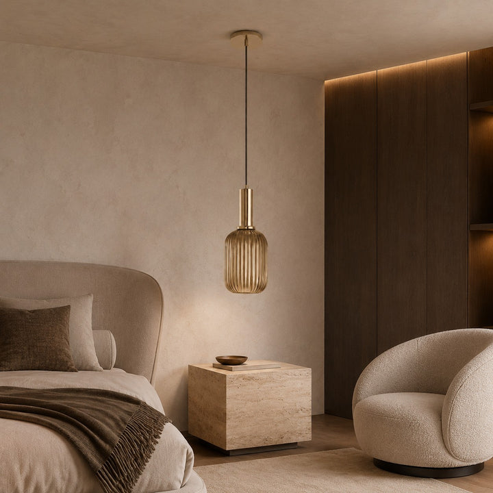 Modern Glass Pendant Light Hanging Fixture Adjustable Height LED Compatible