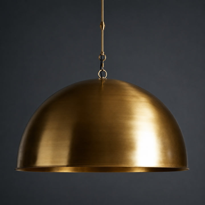 Large Modern Bronze Dome Pendant Light Adjustable Metal Hanging Fixture for Kitchen Island Dining Room