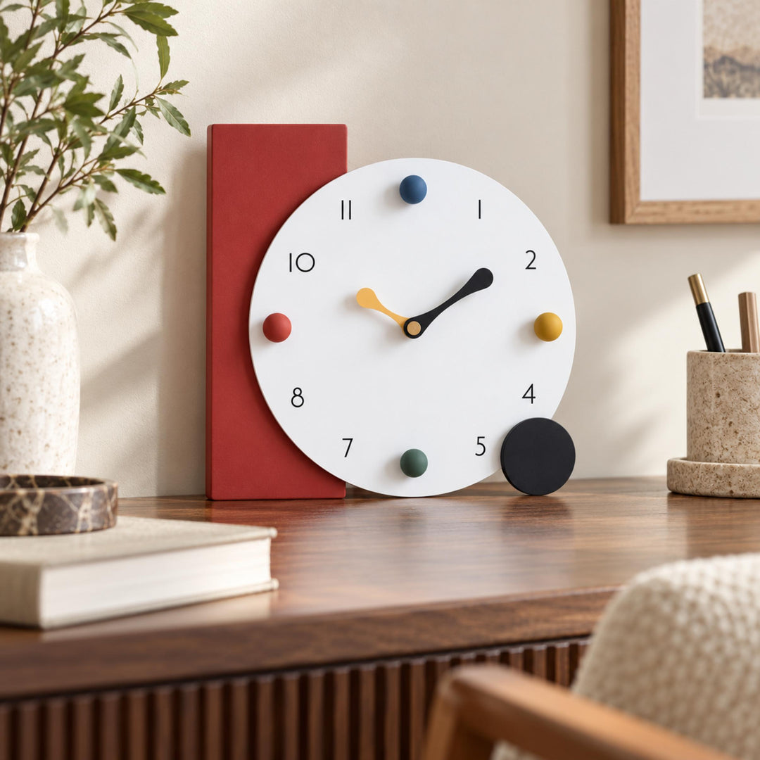 Modern Geometric Table Clock Silent Quartz Movement Eco-Friendly PMMA Compact Design 20x20 cm