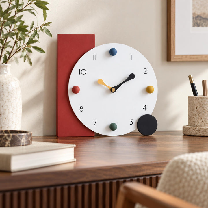 Modern Geometric Table Clock Silent Quartz Movement Eco-Friendly PMMA Compact Design 20x20 cm