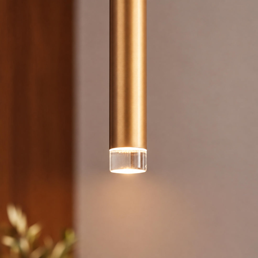 Modern Slim Brass LED Pendant Light with G4 – Minimalist Hanging Ceiling Light