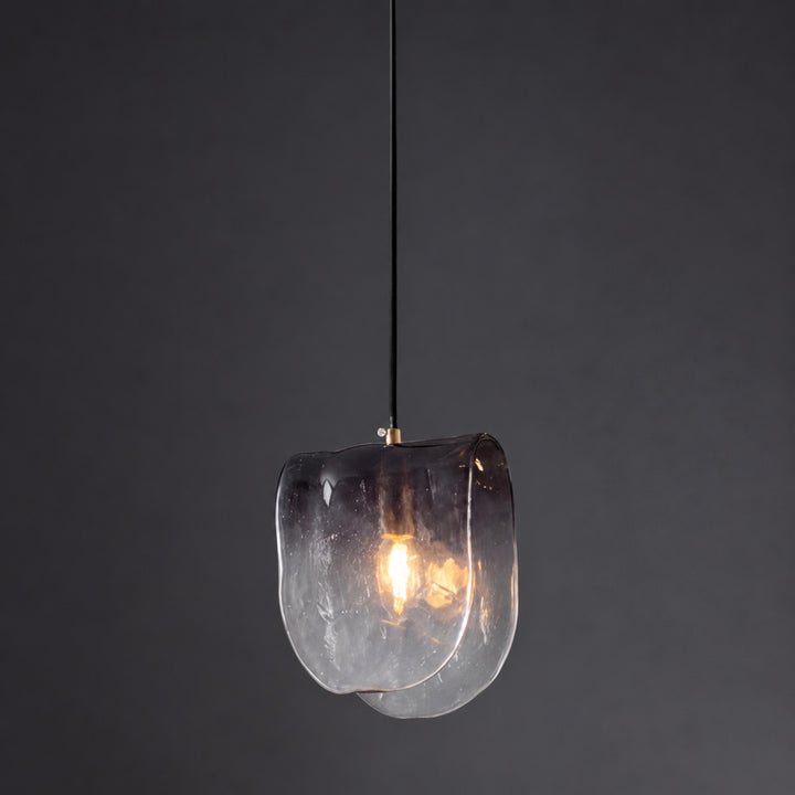 Modern Sculptural Glass Pendant Light with Natural Brass Finish
