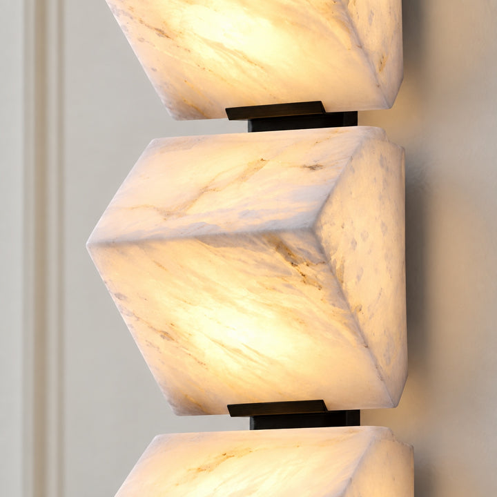 Modern Wall Light Wall Mounted Alabaster Design with Dark Metal Body for Elegant Staircase Lighting