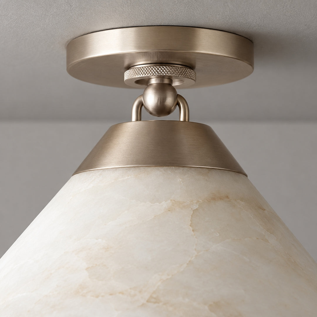 Modern Flush Mount Ceiling Light Alabaster Shade LED 12 Inch Diameter Energy Efficient
