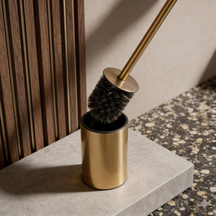 Modern Standing Toilet Brush Set with Stainless Steel Holder for Compact Storage and Efficient Cleaning