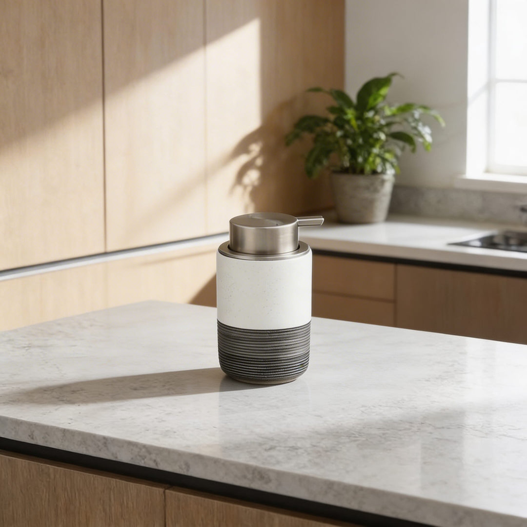 Modern Ceramic Hand Soap Dispenser with Wide Bottleneck for Easy Refilling and Matte Finish