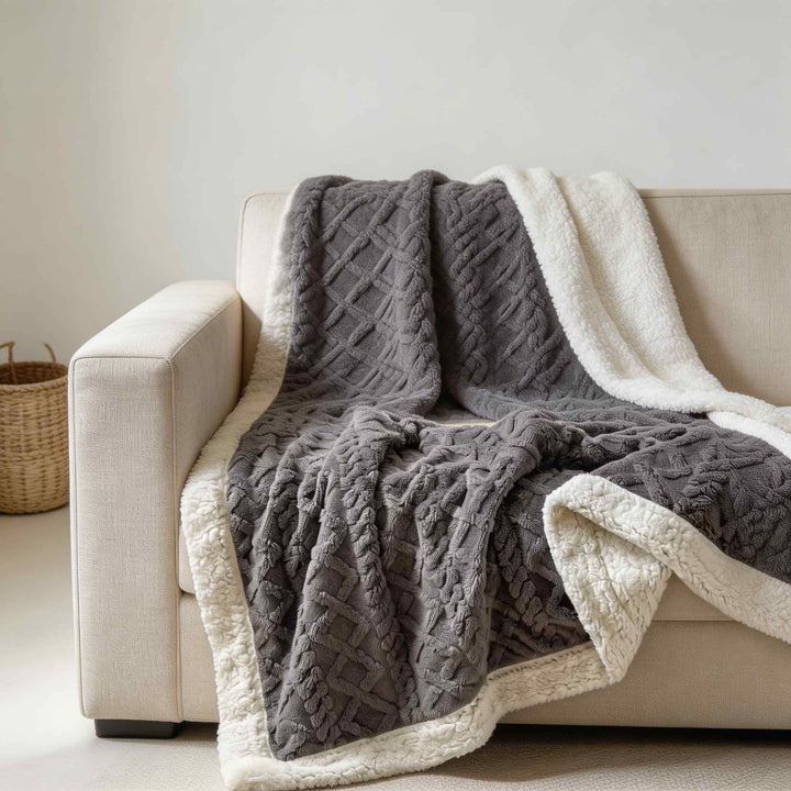 Reversible Sherpa Throw Blanket Lightweight Soft Fleece for Year-Round Comfort Multiple Sizes