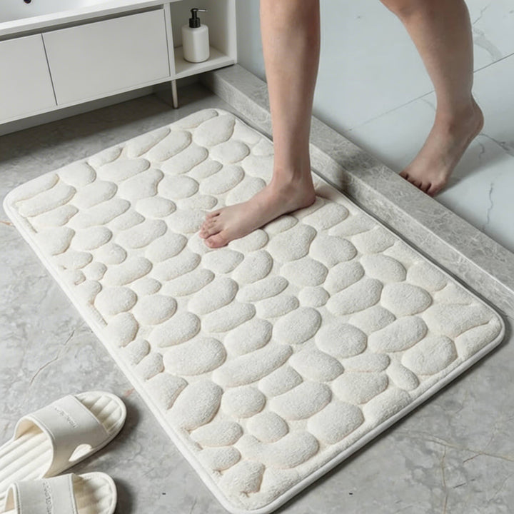 Non-Slip Cobblestone Embossed Bath Mat Coral Material Quick Drying Water Absorbent for Bathroom and Kitchen Use
