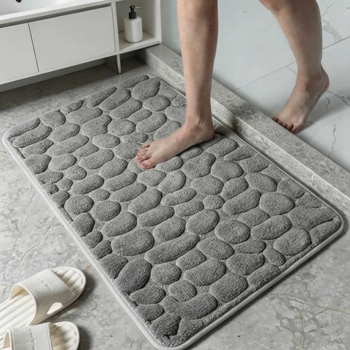 Non-Slip Cobblestone Embossed Bath Mat Coral Material Quick Drying Water Absorbent for Bathroom and Kitchen Use