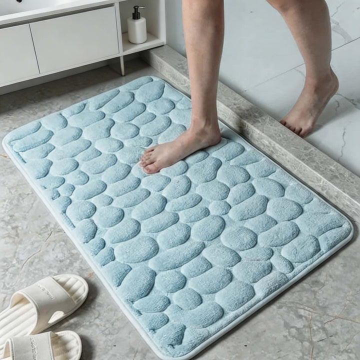 Non-Slip Cobblestone Embossed Bath Mat Coral Material Quick Drying Water Absorbent for Bathroom and Kitchen Use