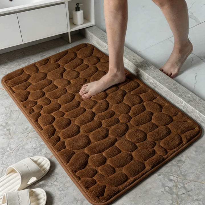 Non-Slip Cobblestone Embossed Bath Mat Coral Material Quick Drying Water Absorbent for Bathroom and Kitchen Use