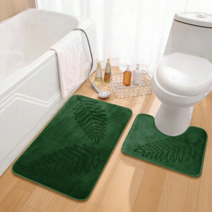 Non-Slip Bath Mat Set with Plush Memory Foam and Quick-Drying Backing for Bathroom Safety and Comfort