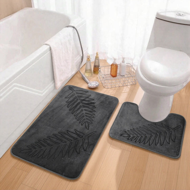 Non-Slip Bath Mat Set with Plush Memory Foam and Quick-Drying Backing for Bathroom Safety and Comfort