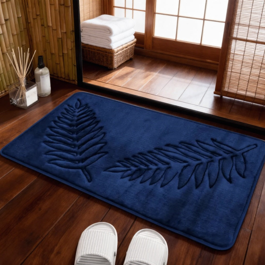 Non-Slip Bath Mat Set with Plush Memory Foam and Quick-Drying Backing for Bathroom Safety and Comfort
