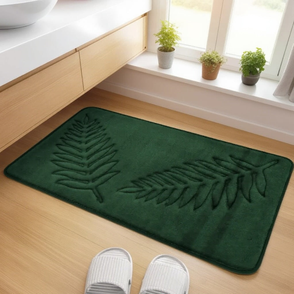 Non-Slip Bath Mat Set with Plush Memory Foam and Quick-Drying Backing for Bathroom Safety and Comfort