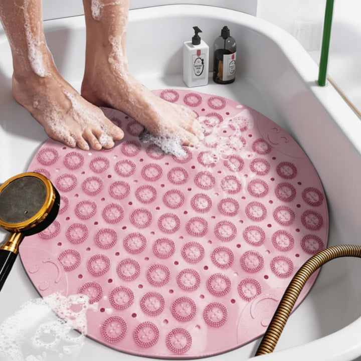 Non Slip Shower Mat Anti Slip Round PVC with Efficient Drainage and Suction Cups for Enhanced Safety