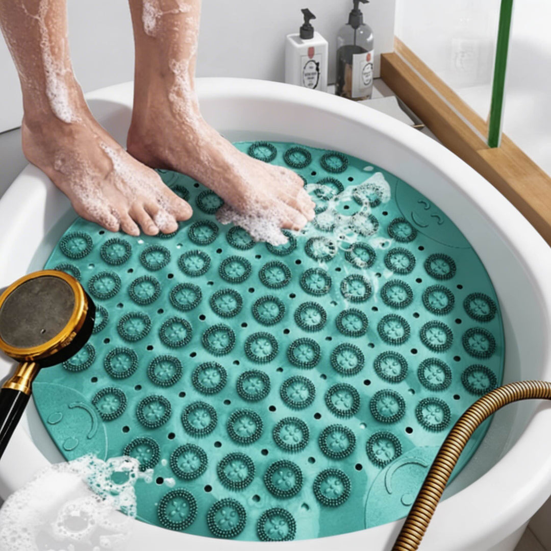 Non Slip Shower Mat Anti Slip Round PVC with Efficient Drainage and Suction Cups for Enhanced Safety