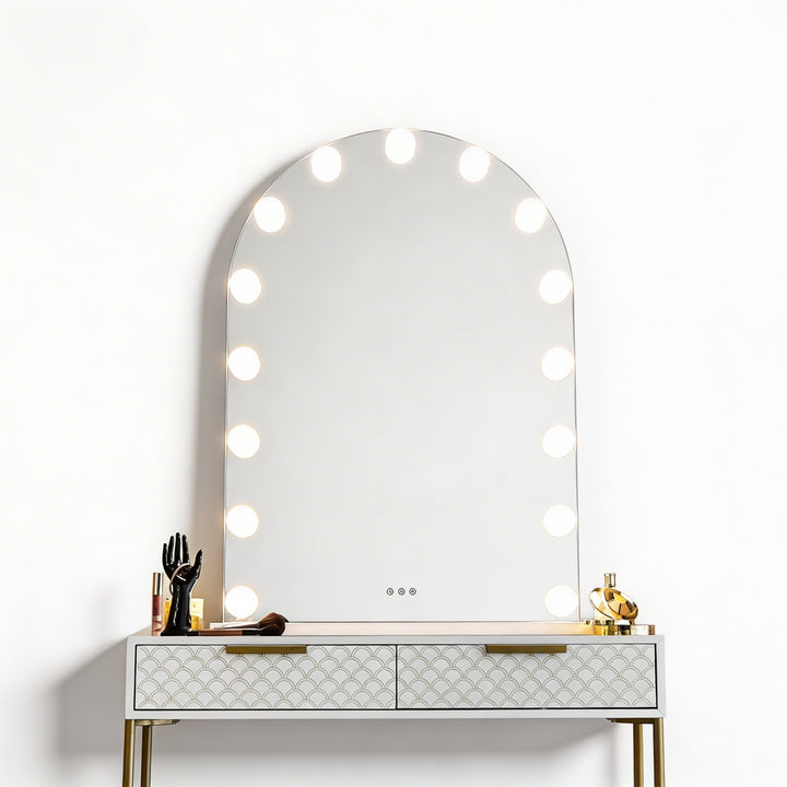Arched Hollywood vanity mirror LED light makeup mirror dressing table illuminated beauty mirror with bulbs
