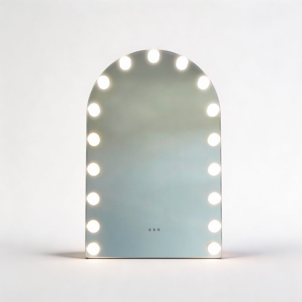 Arched Hollywood vanity mirror LED light makeup mirror freestanding illuminated beauty mirror
