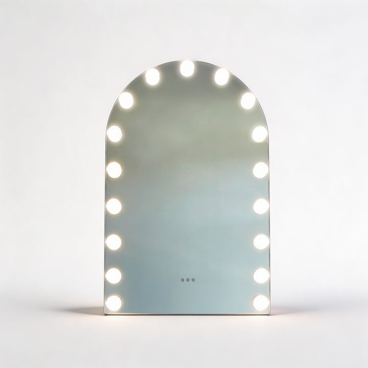 Arched Hollywood vanity mirror LED light makeup mirror freestanding illuminated beauty mirror
