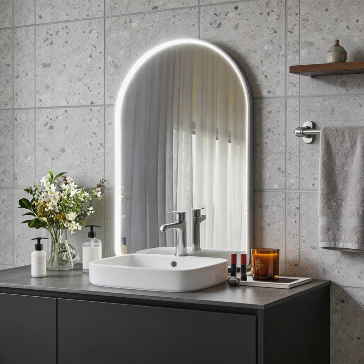 Arched LED bathroom mirror backlit vanity mirror modern illuminated wall mirror anti fog makeup mirror