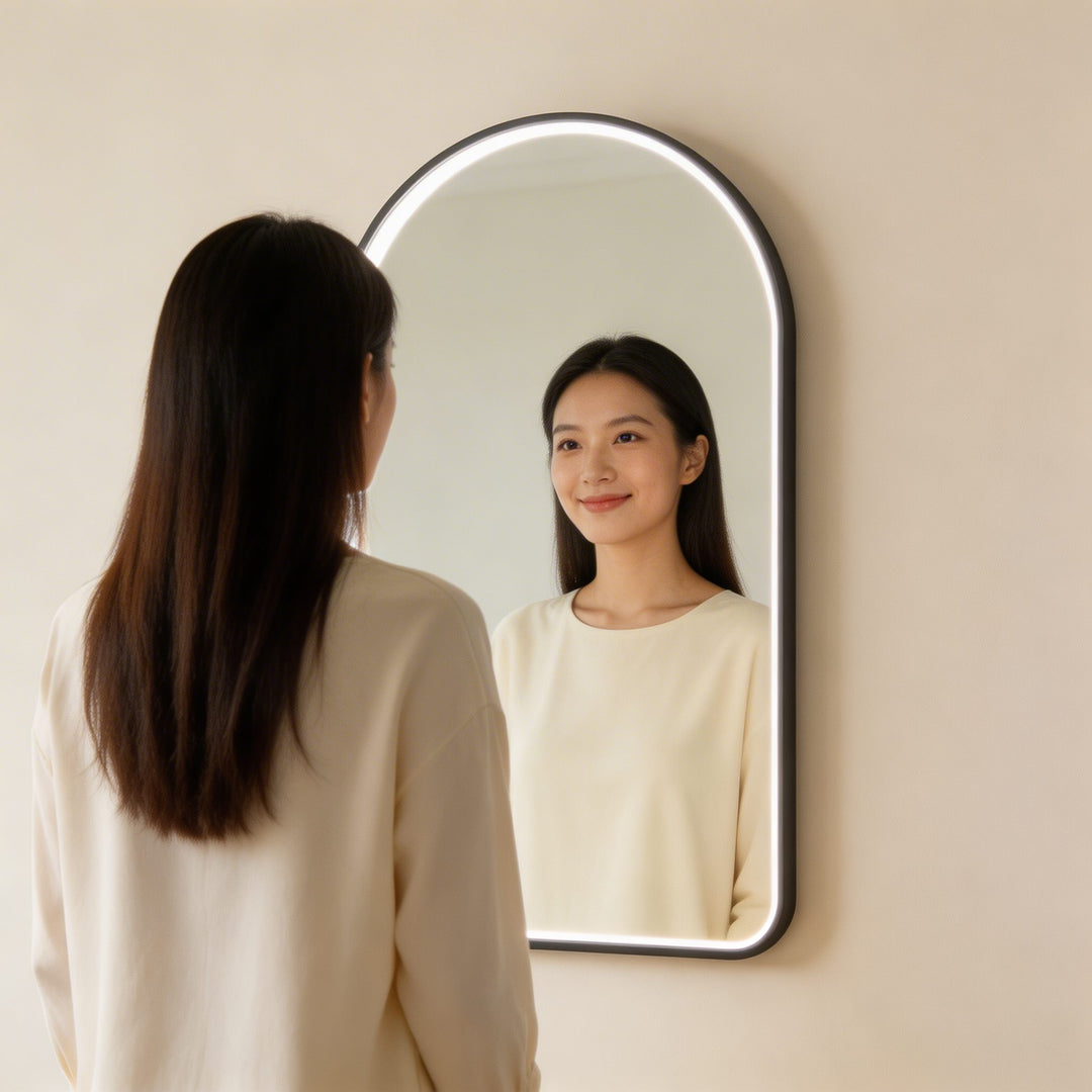 Arched LED wall mirror backlit vanity mirror modern illuminated bathroom mirror touch control anti fog mirror
