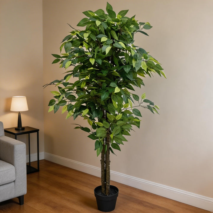 Modern Artificial Tree Ficus Indoor Decoration 55.1 in Durable Synthetic Fibres Low Maintenance