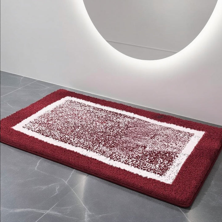 Modern Non-Slip Bath Mat Soft Microfiber Quick-Drying with Two-Tone Border for Bathroom and Shower Use