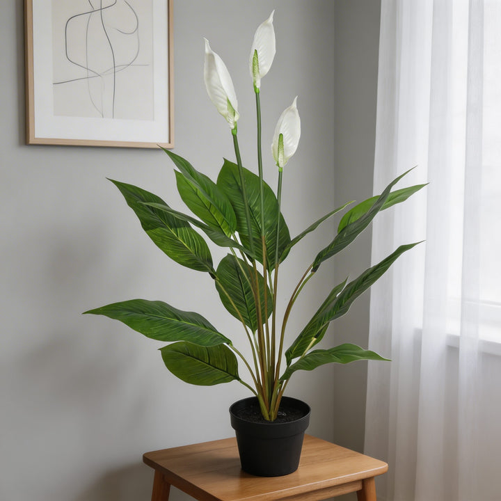 Realistic Artificial Peace Lily Plant 37.4 in for Home Decor with Durable Materials and Hassle-Free Maintenance