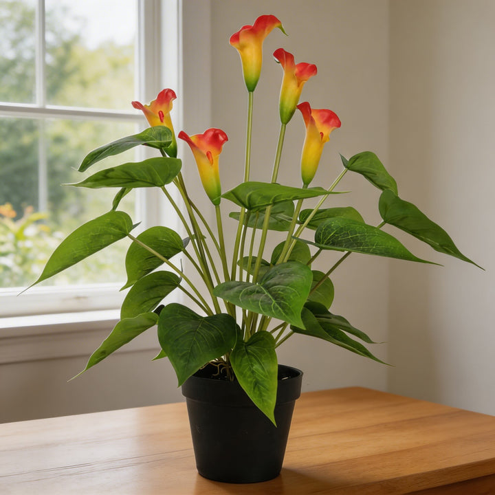 Artificial Flowering Peace Lily Plant 19.7 in Faux Plant Indoor Decor Durable Low Maintenance Natural Look