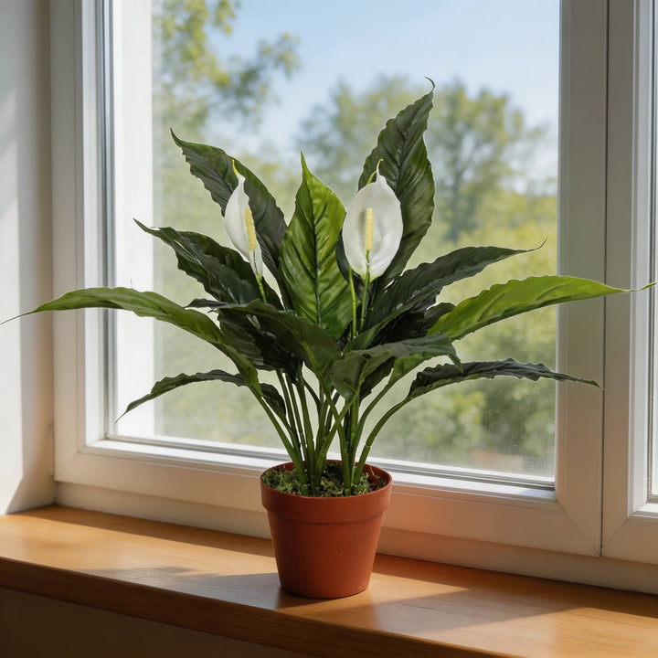 Artificial Plant Spathiphyllum Peace Lily 23.6 in Indoor Faux Floral Arrangement Low Maintenance Realistic