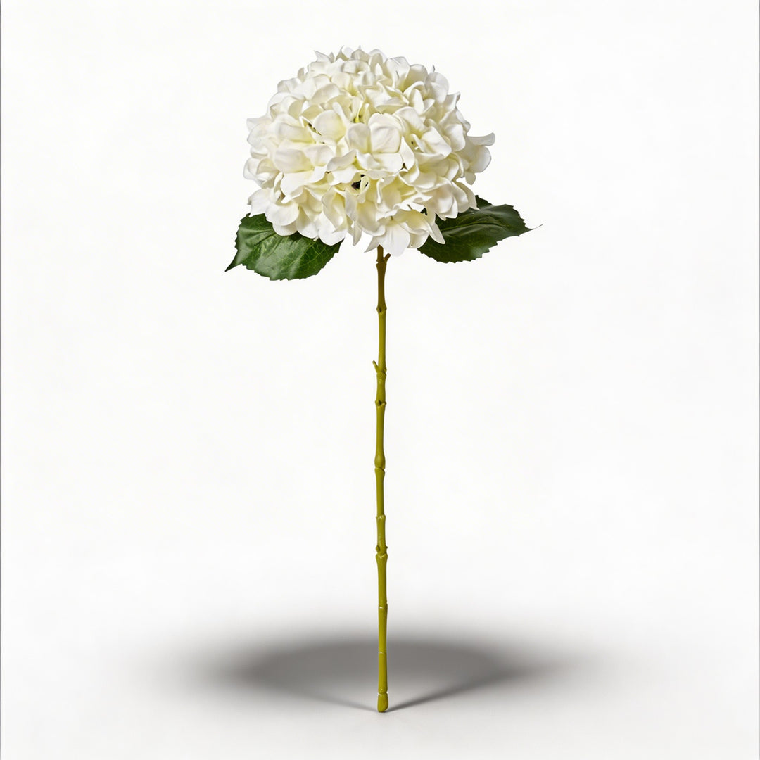 Large White Hydrangea Stem Floral Arrangement Realistic Plastic Fabric Maintenance-Free Decor