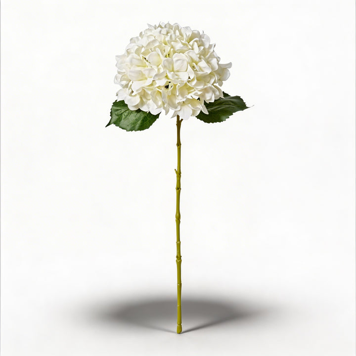 Large White Hydrangea Stem Floral Arrangement Realistic Plastic Fabric Maintenance-Free Decor
