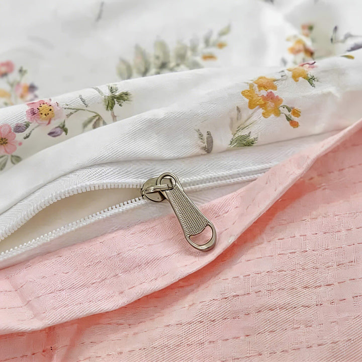 Floral Print Bedding Set Polyester Duvet Cover Flat Sheet Pillow Cases Soft Fabric Multiple Sizes